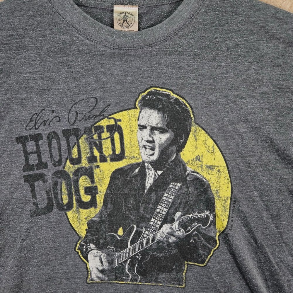 Elvis Presley T-Shirt Men's The King Of Rock & Roll Hound Dog Gray - Picture 6 of 10